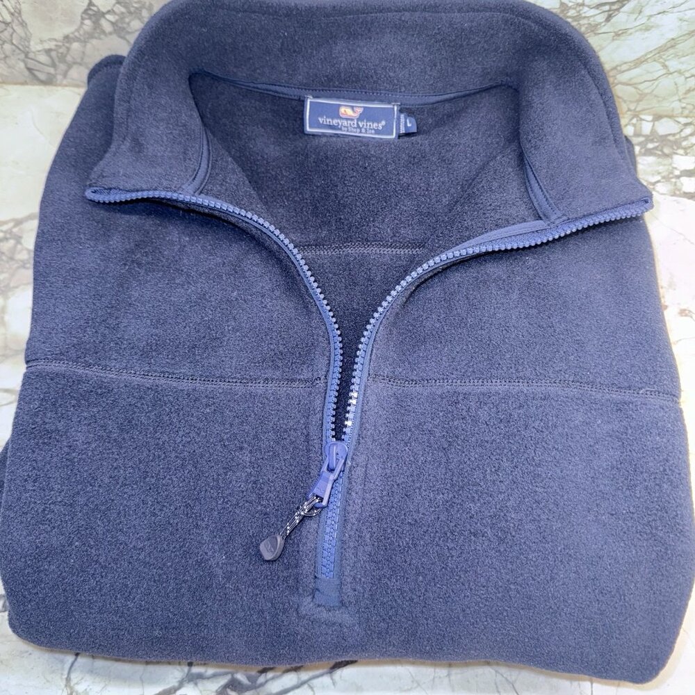 Vineyard Vines Sweater Mens Large Largo Blue 1/4 Zip Fleece Pullover
